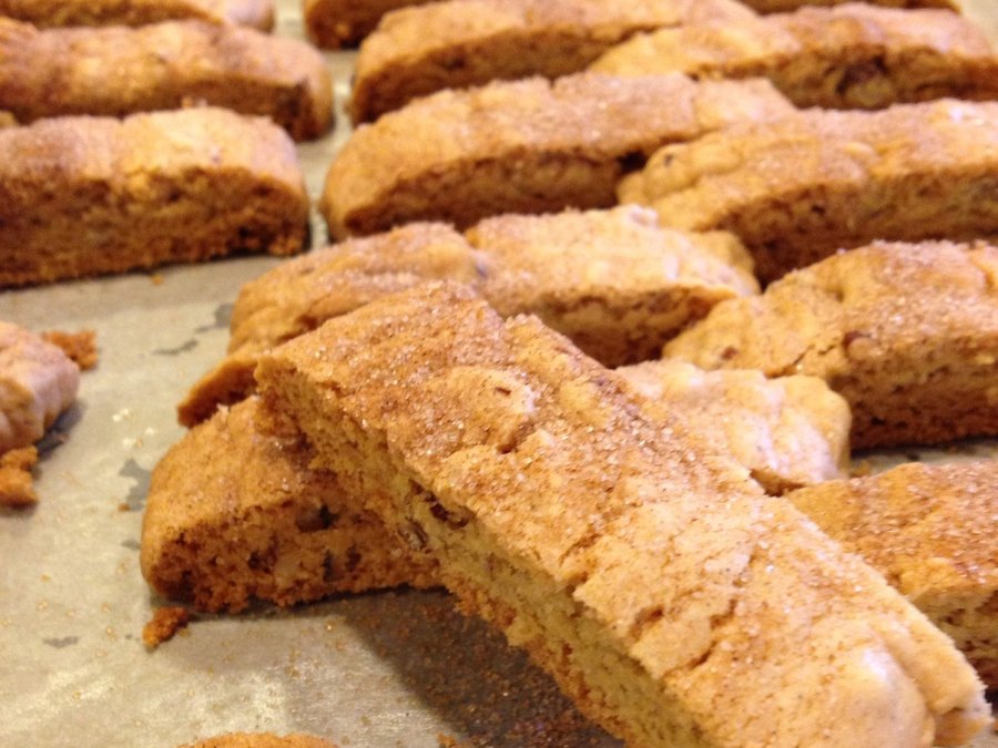 Paximadia, twice-baked spice cookies dusted with cinnamon sugar